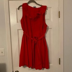 crown & ivy Red Ruffle Neck Mini Dress